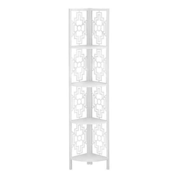 HomeRoots 62 in. Tall White Metal Corner Bookcase