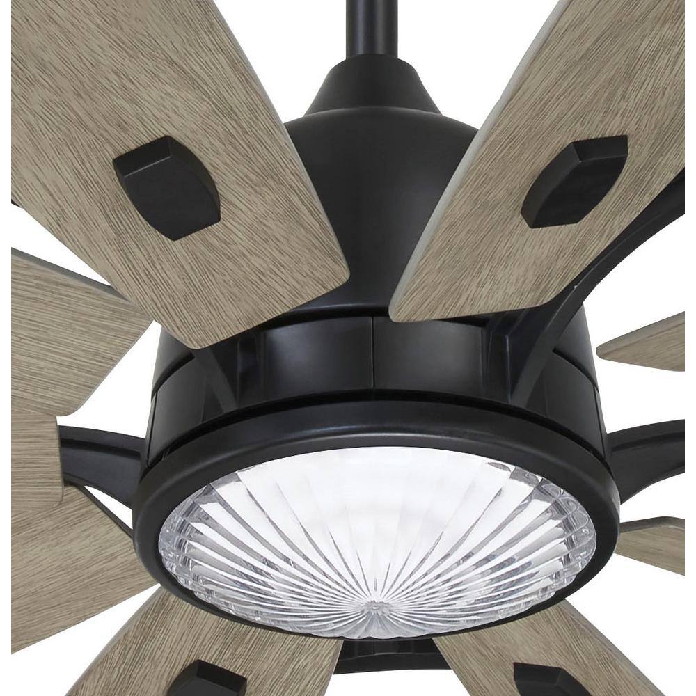 65" Coal and Seashore Grey 10-Blade Smart Ceiling Fan with LED Light