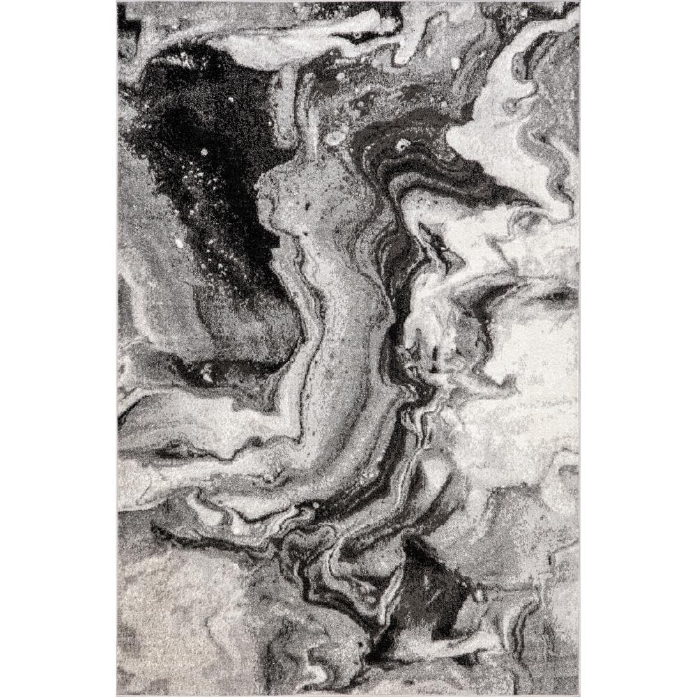 Remona Gray Abstract 6' x 9' Synthetic Area Rug