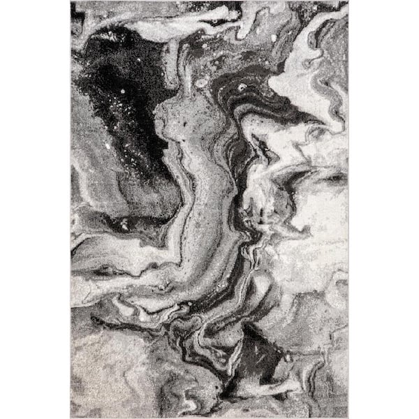 Remona Abstract Black & White 9 ft. x 12 ft. Living Room/Bedroom/Dining Room Area Rug