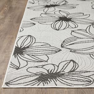 Breyleigh Cerimia Cream 5 ft. 3 in. x 7 ft. 3 in. Floral Polypropylene Indoor/Outdoor Area Rug