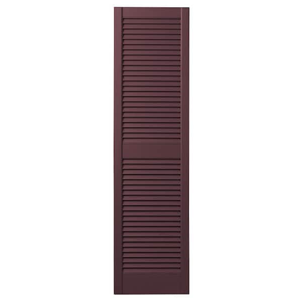 Ply Gem 12 in. x 59 in. Open Louvered Polypropylene Shutters Pair in Vineyard Red