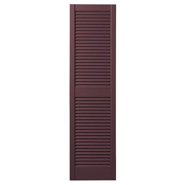 Ply Gem 15 in. x 47 in. Open Louvered Polypropylene Shutters Pair in Vineyard Red