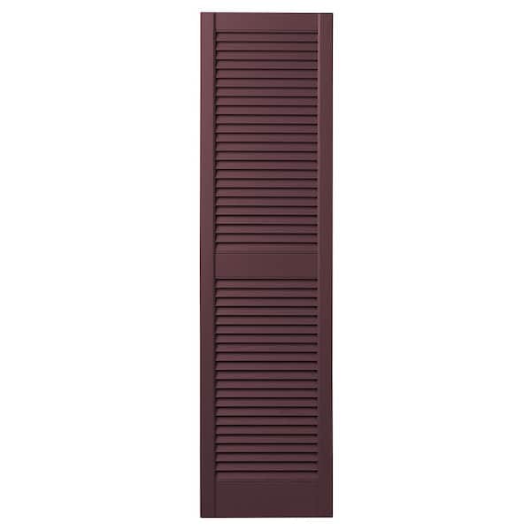 Ply Gem 15 in. x 63 in. Open Louvered Polypropylene Shutters Pair in Vineyard Red
