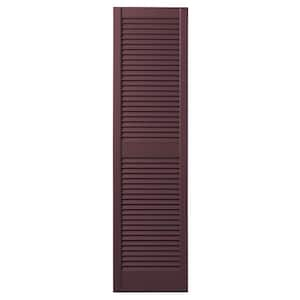 15 in. x 67 in. Open Louvered Polypropylene Shutters Pair in Vineyard Red