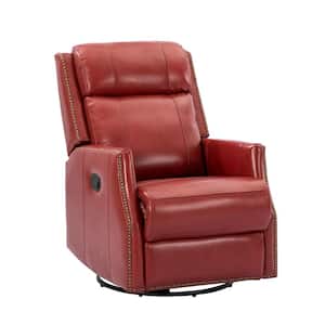 Helena Genuine Leather Red Manual Swivel Recliner Nursery Chair
