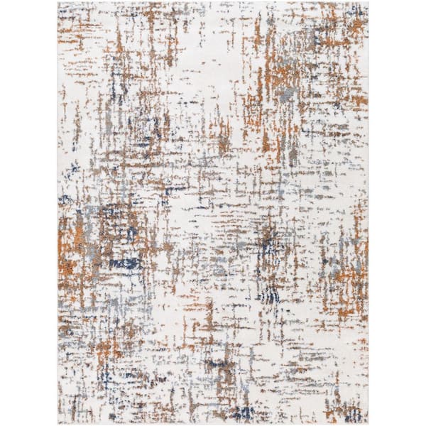 Livabliss Osaka Brown/White Abstract 7 ft. x 9 ft. Indoor Area Rug