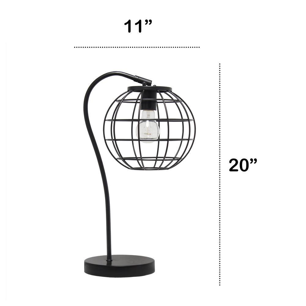 Matte Black Metal Arched Cage Table Lamp