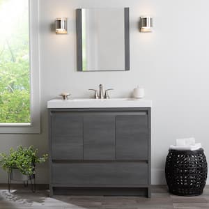 Oakes 37 in. W x 19 in. D x 34 in. H Single Sink Freestanding Bath Vanity in Phantom with White Cultured Marble Top