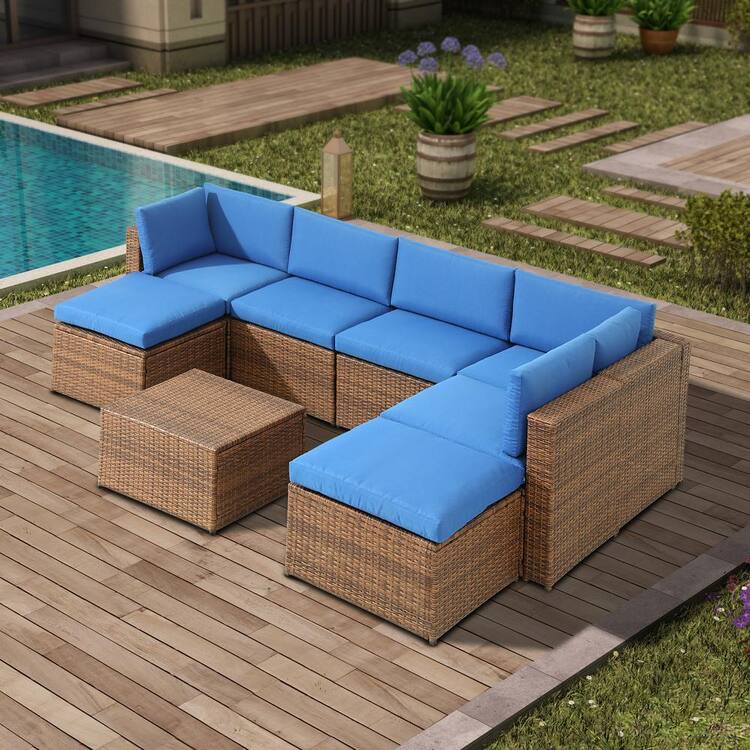 Hampton Bay Chasewood Brown 3Piece Wicker Outdoor Sectional Set with