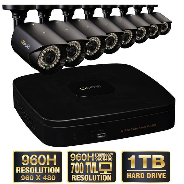 Q-SEE Premium Series 8-Channel 960H 1TB Surveillance System with (8) 960H Cameras, 100 ft. Night Vision