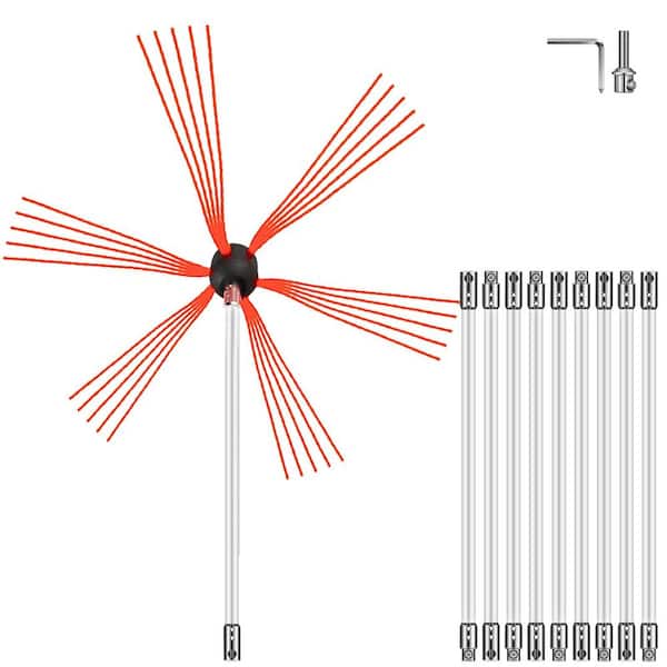 Flexible Chimney Sweep Kit 33 ft. Chimney Sweep Brush with 10 Nylon Flexible Rods Rotary Chimney Cleaning Kit