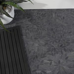 Countryside Flower Black 11.81 in. x 11.81 in. Natural Stone Floor and Wall Mosaic Mosaic Tile(0.97 sq. ft./Each)