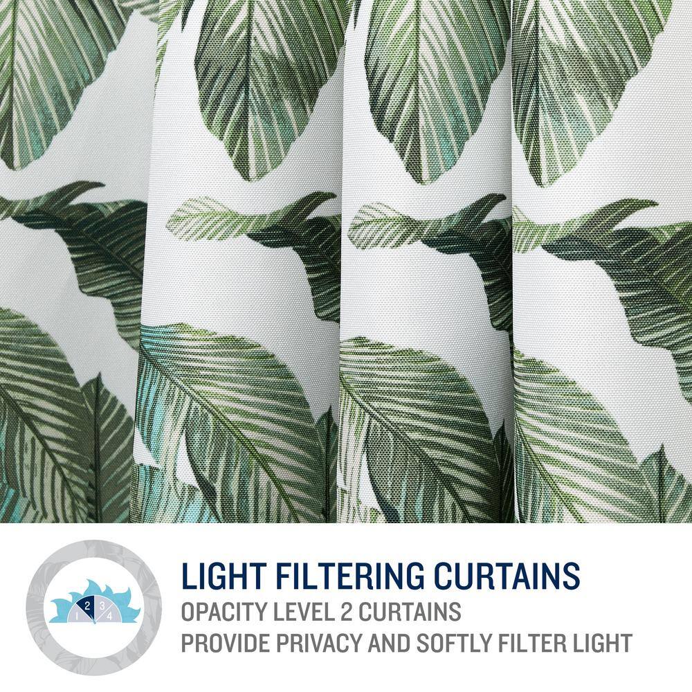 Island Palm Green Polyester Light-Filtering Grommet Curtain Panels, 54" x 84"