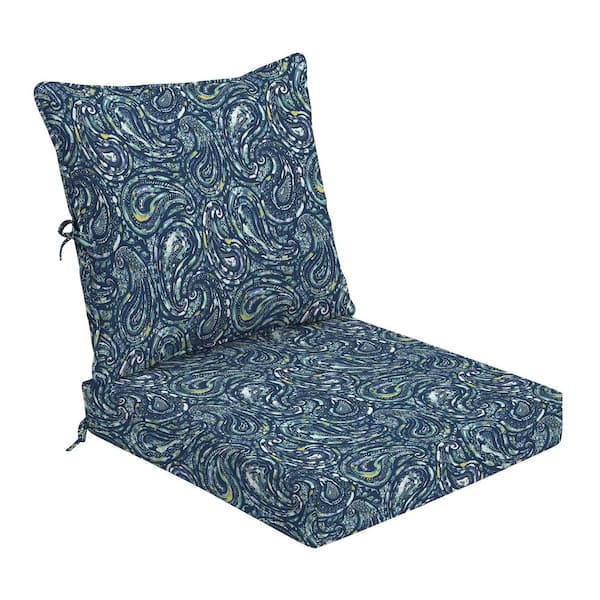 ARDEN Foam Outdoor Deep Seat Cushion Set 24 x 24 Made with ProFoam Rain-Proof Fade Resistant Sapphire Blue Ridge Paisley