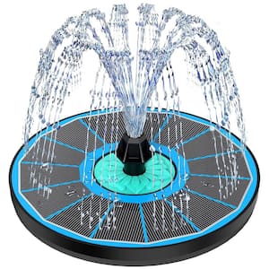Blue Solar Fountain Cyan Flower, Upgrade 3.5W Solar Bird Bath Fountains, Solar Powered Water Fountain with 7 Nozzles