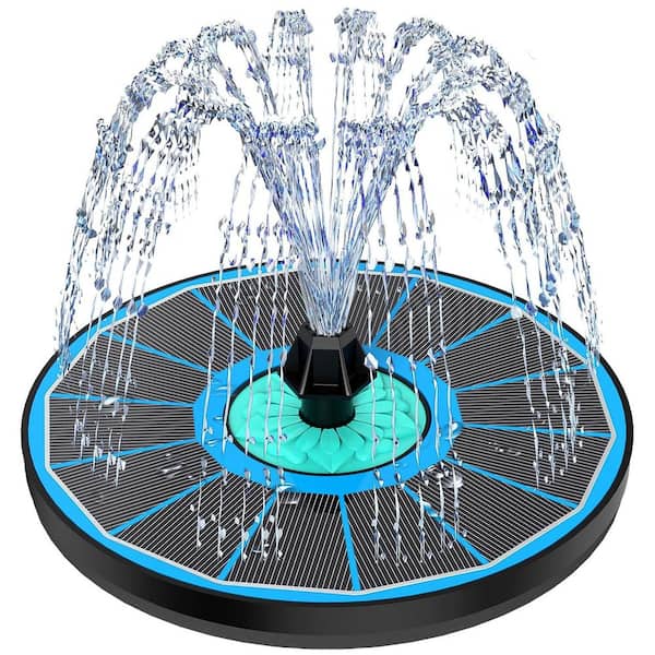 Blue Solar Fountain Cyan Flower, Upgrade 3.5W Solar Bird Bath Fountains, Solar Powered Water Fountain with 7 Nozzles