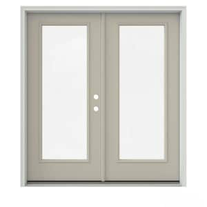 72 in. x 80 in. Desert Sand Painted Steel Left-Hand Inswing Full Lite Glass Active/Stationary Patio Door