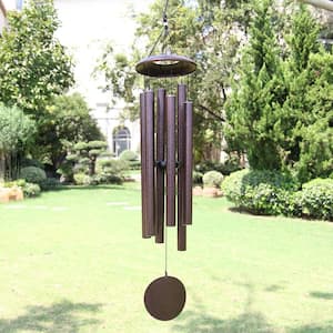 45" Bronze Large Outdoor Deep Tone Memorial Wind Chime with 6 Heavy Tubes for Garden Hanging Decoration, Condolence Gift
