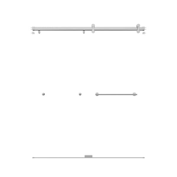 Flannigan 48 in. to 60 in. W x 3.75 in. D Contemporary Frameless Sliding Shower/Tub Hardware Assembly Kit in Chrome