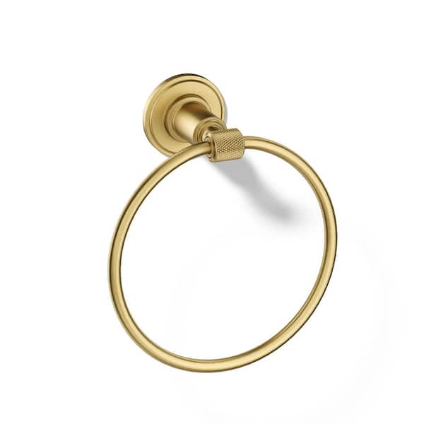 Torrington Wall Mounted Towel Ring in Vibrant Brushed Moderne Brass