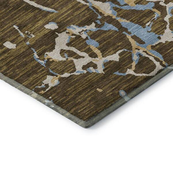 Mayfield Premium Machine Washable Abstract AMF1046 Coffee 5 ft. x 7 ft. 6 in. Area Rug