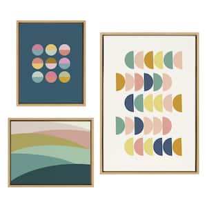 Simple Shapes, Circles and Abstract Shapes Framed Abstract Canvas Wall Art Print 33 in. x 23 in. (Set of 2)