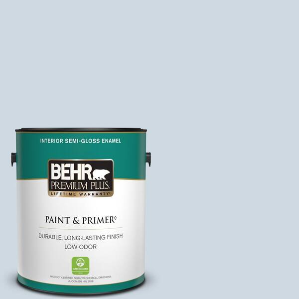 BEHR PREMIUM PLUS 1 gal. #S520-1 Pale Cornflower Semi-Gloss Enamel Low Odor Interior Paint & Primer