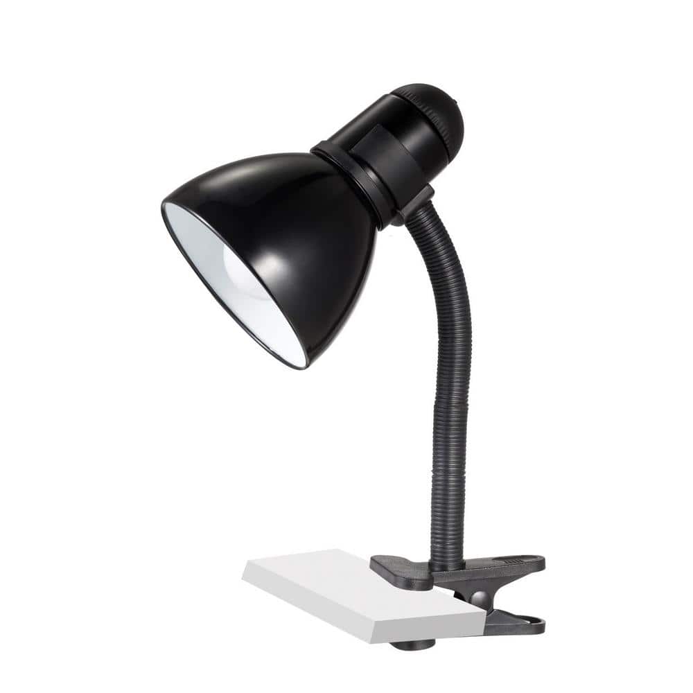 14 in. Black Indoor Gooseneck Clip On Lamp