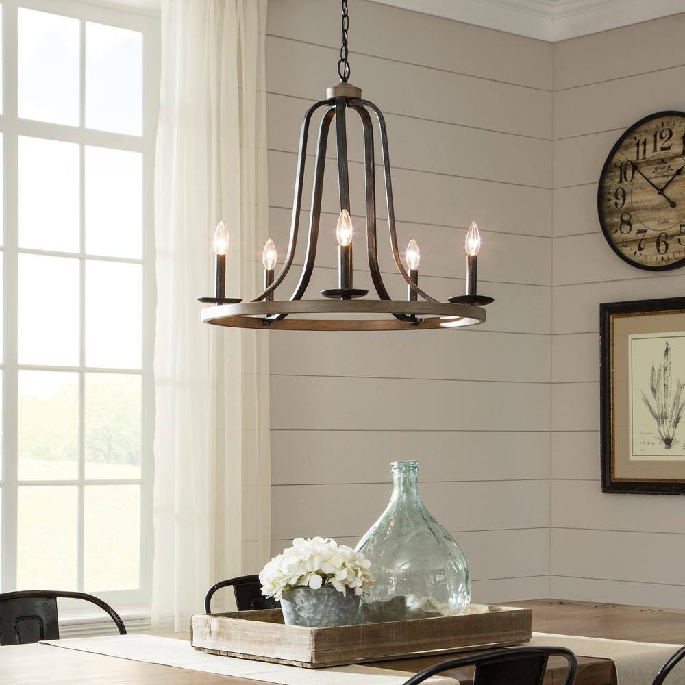Conal Gray Metal 5-Light Outdoor Candle Chandelier