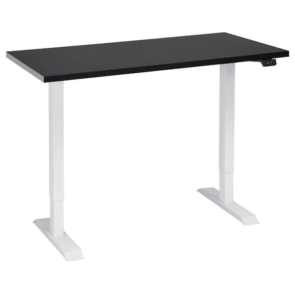 Costway 48 in. White Electric Sit to Stand Desk Adjustable Standing Workstation with Black Tabletop