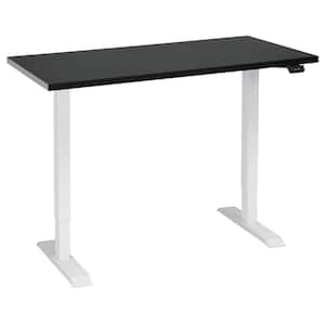 48 in. White Electric Sit to Stand Desk Adjustable Standing Workstation with Black Tabletop