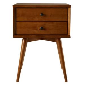 Mid-Century 2-Drawer Castanho Nightstand