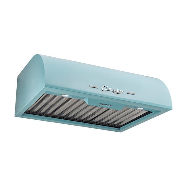 Classic Retro 24 in. 500 CFM Ducted Under Cabinet Range Hood with LED Lighting in Ocean Mist Turquoise