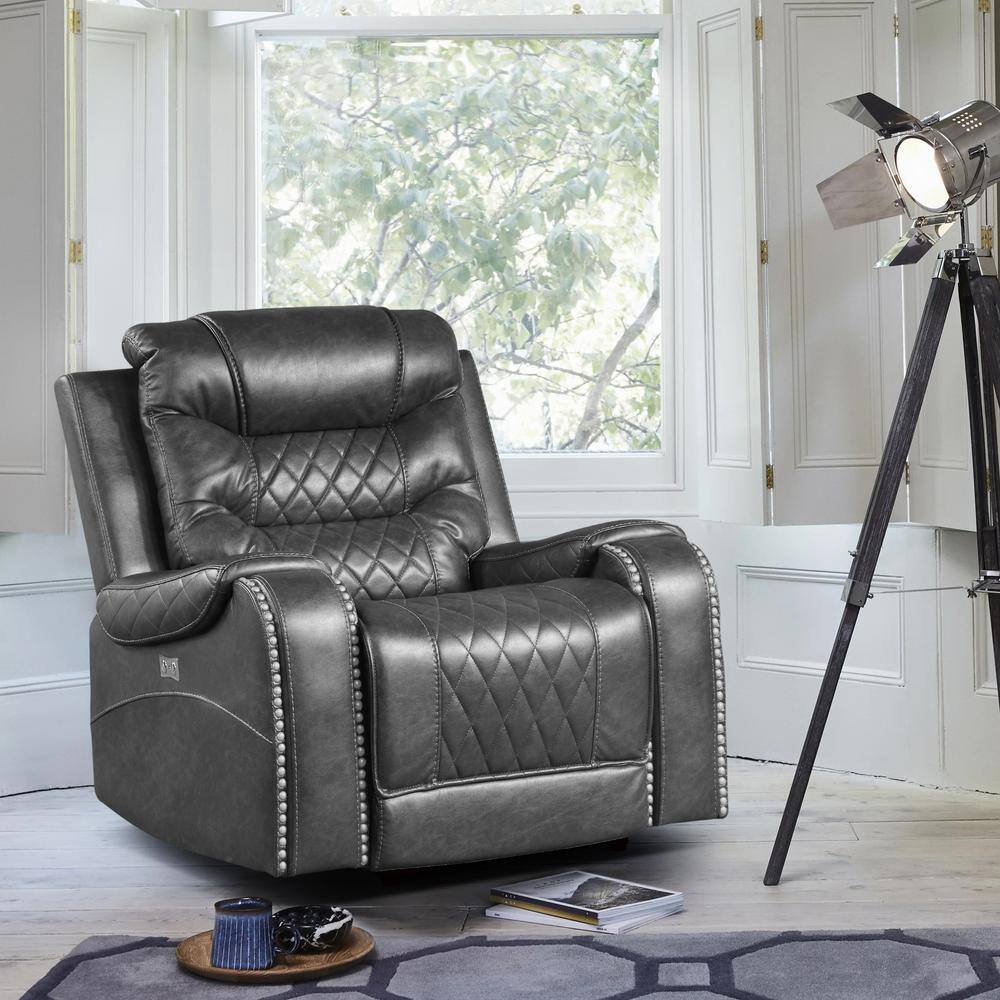 Bergen Gray Faux Leather Power Recliner