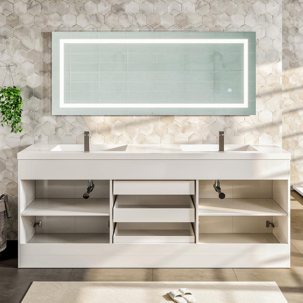 Eviva Lugano 84" White Double Sink Freestanding Bathroom Vanity