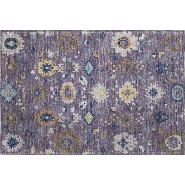 Mayfield Premium Machine Washable Abstract AMF2458 Plum 3 ft. x 4 ft. Area Rug