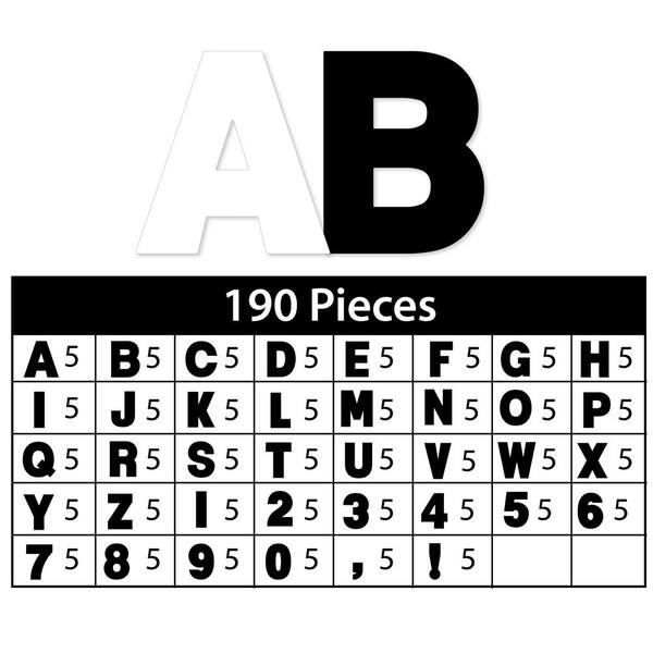 Artskills 4 In Jumbo Paper Poster Alphabet Letters And Numbers Black And White 180 Pieces Pa 1468 The Home Depot