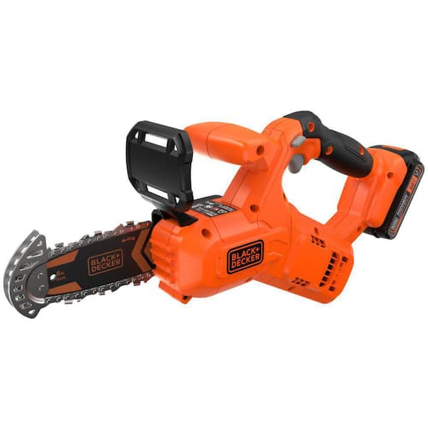 BLACK+DECKER 6 in. 20-Volt Maximum Lithium-Ion Pruning Electric Battery  Chainsaw with 1.5Ah Battery and Charger BCCS320C1 - The Home Depot
