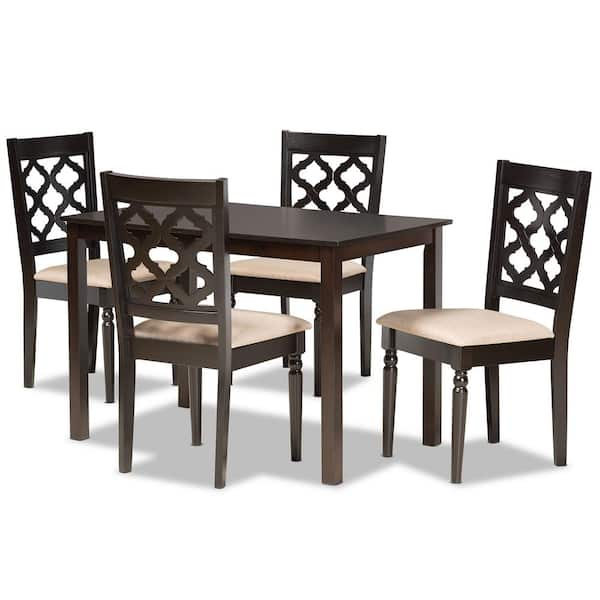 Baxton Studio Ramiro 5 Piece Sand and Dark Brown Dining Set 176