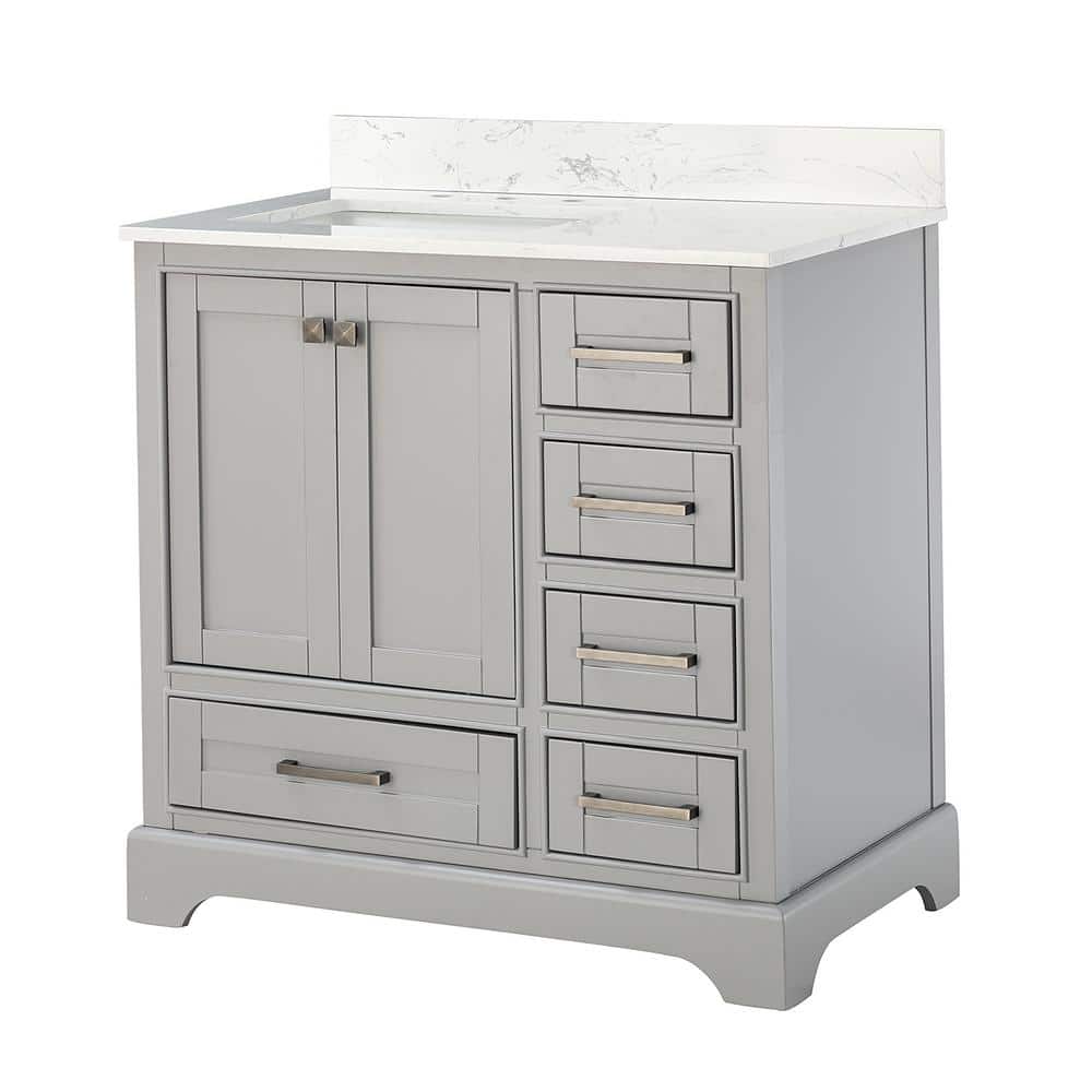 22 in. W x 36 in. D x 35.6 in. H MDF Bath Vanity Cabinet and Top with Basin