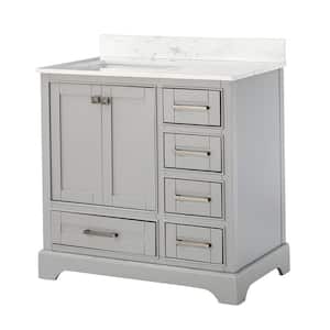 22 in. W x 36 in. D x 35.6 in. H MDF Bath Vanity Cabinet and Top with Basin in Gray without Backsplash and Mirror