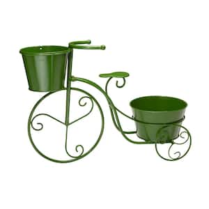 21.5 in. L Metal Green Bicycle Plant Stand (KD)