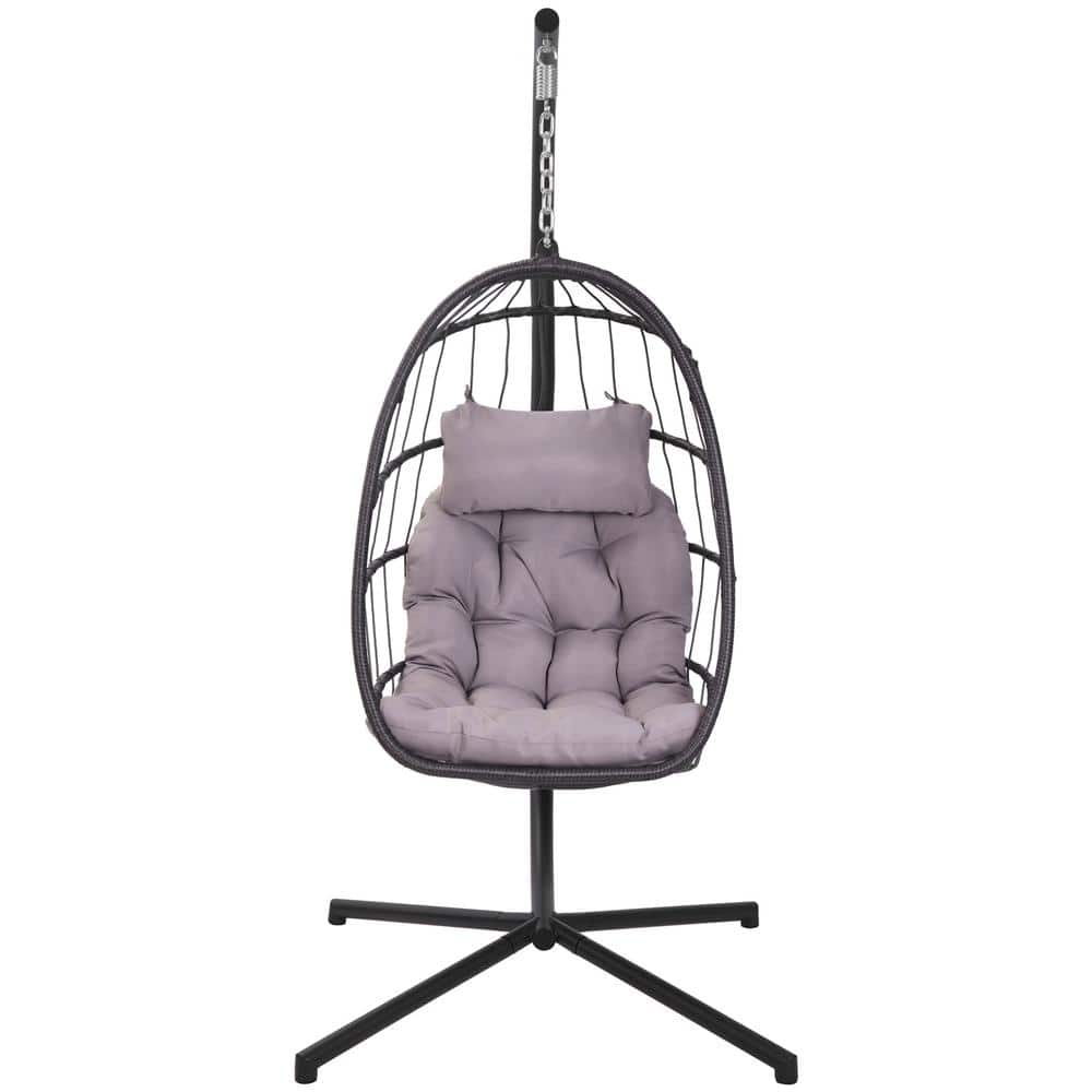 Patio Aluminum Patio Swing, Outdoor Wicker Hanging Chair Swing Chair, Egg C