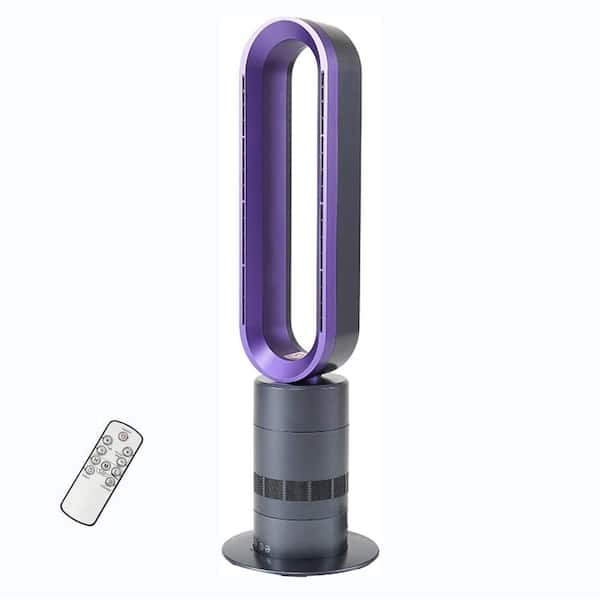 Xppliance 32 in. Space Heater Bladeless Tower Fan, Heater & Fan Combo, 9H Timer 10 Speeds with Remote Control for Home-Purple