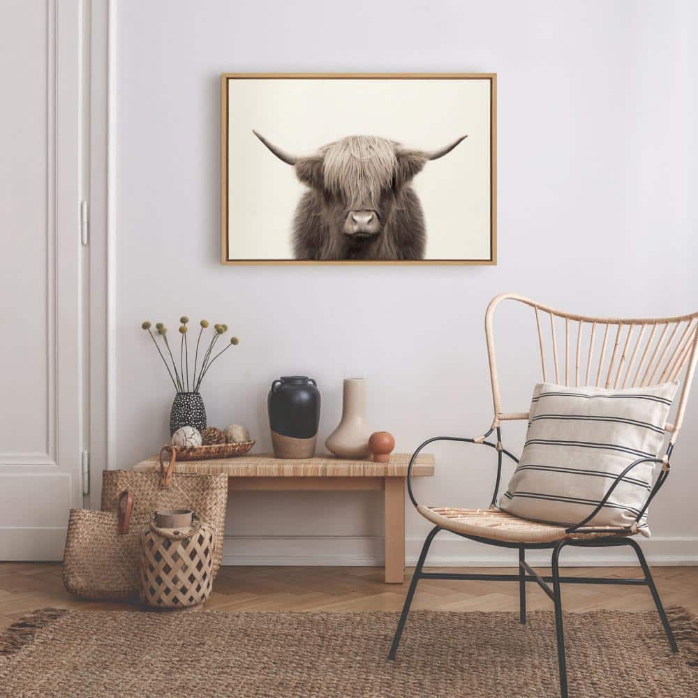 Natural Highland Cow Canvas Print with Polystyrene Frame