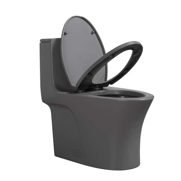 23T02-LG 1-Piece 1.1/1.60 GPF Dual Flush Elongated Round Toilet in Light Grey, Seat Included