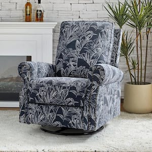 Orlando Traditional Manual Livingroom Glider Rocker Nursery Recliner with Swivel Base and Nailhead Trim -Navy