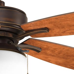 Billows 52 in. Indoor Antique Bronze Traditional Ceiling Fan with 3000K Light Bulbs Included with Remote for Living Room