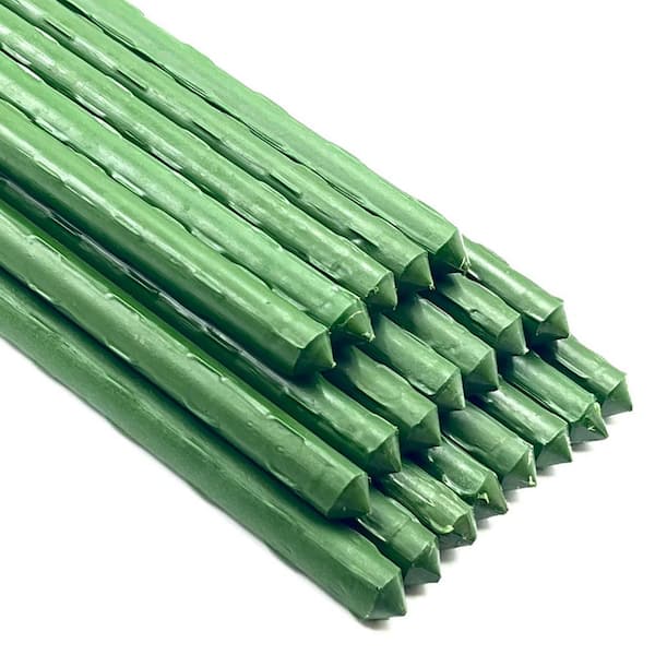 48 in. Green Steel Plant Stick Support Garden Plant Stakes 20-Pack for Growing Climbing Plants, Garden Fences Poles
